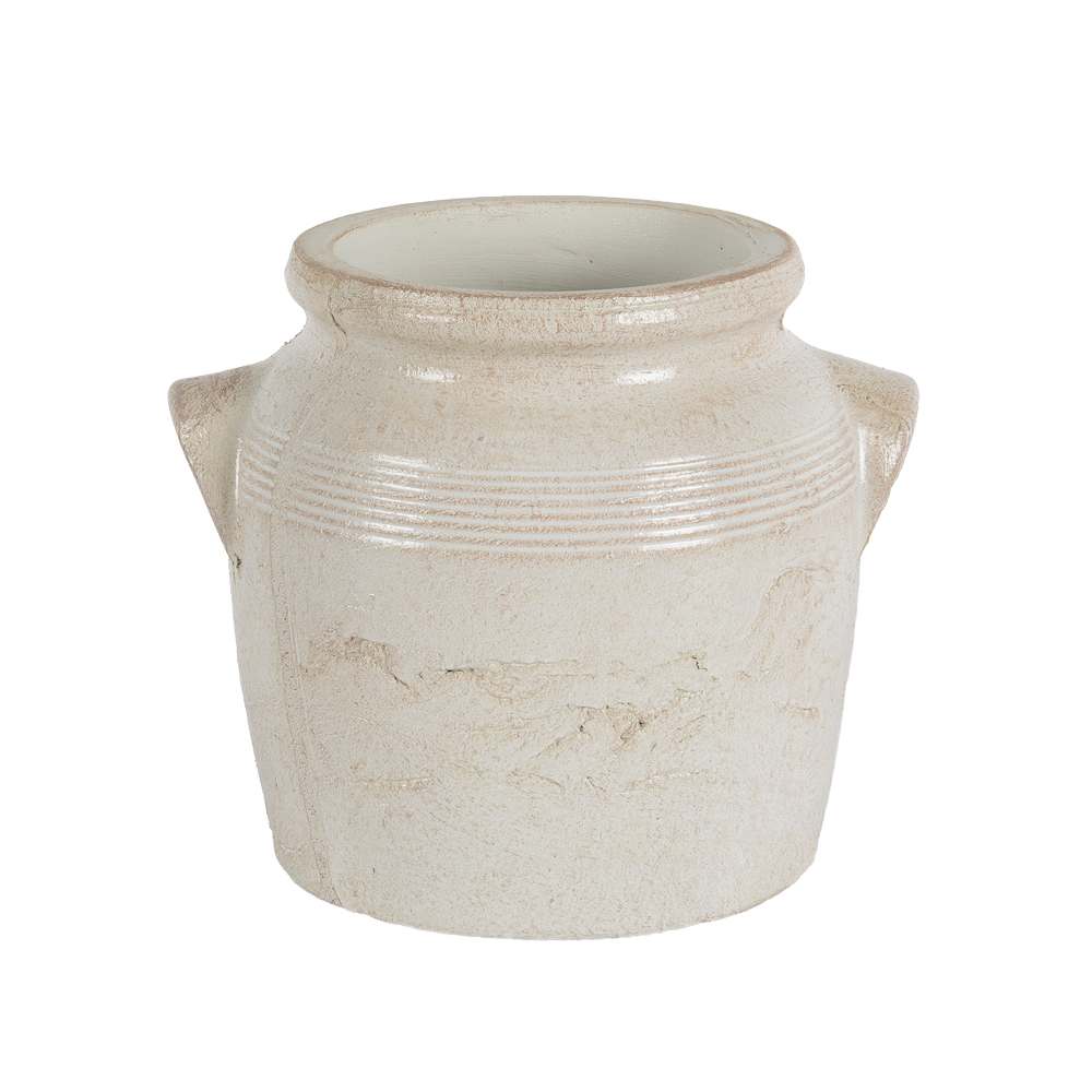 ASTELLA Decorative Terracotta Vase Village White