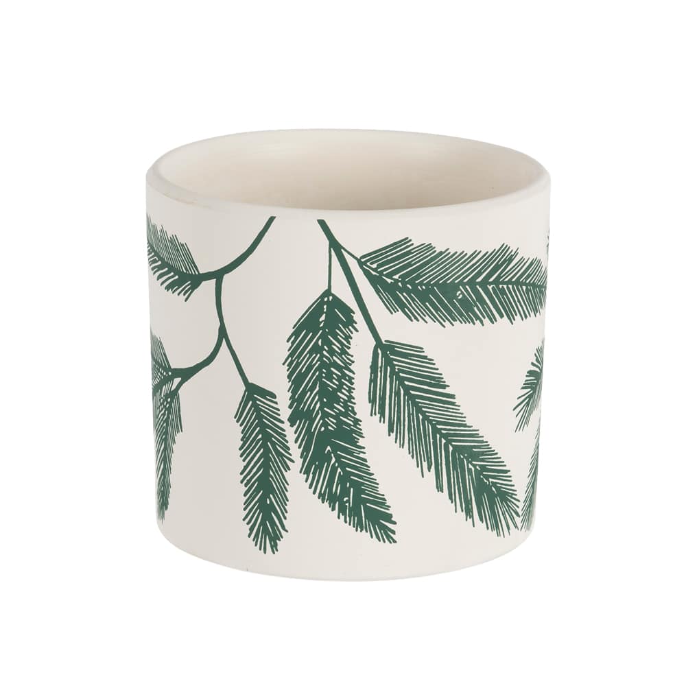 Cache-pot Conifères blanc et vert 5&nbsp;1/2&nbsp;po ASTELLA