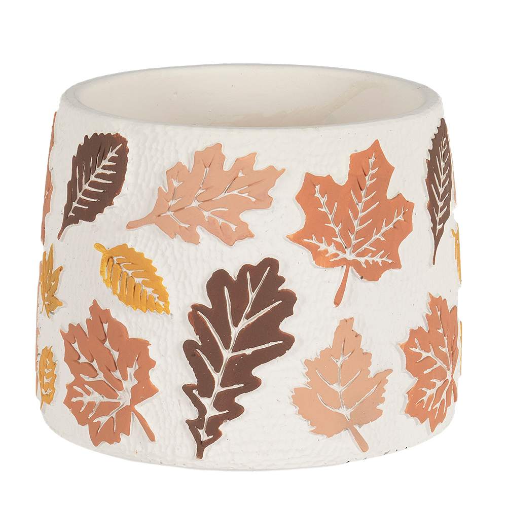 Cache-pot Feuilles d’automne en ciment beige 6 1/4 po ASTELLA