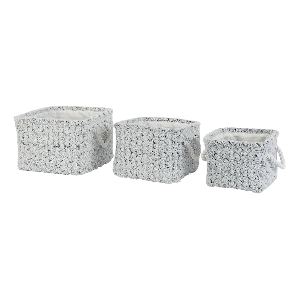 Ensemble de 3 paniers de rangement en polyester gris ASTELLA