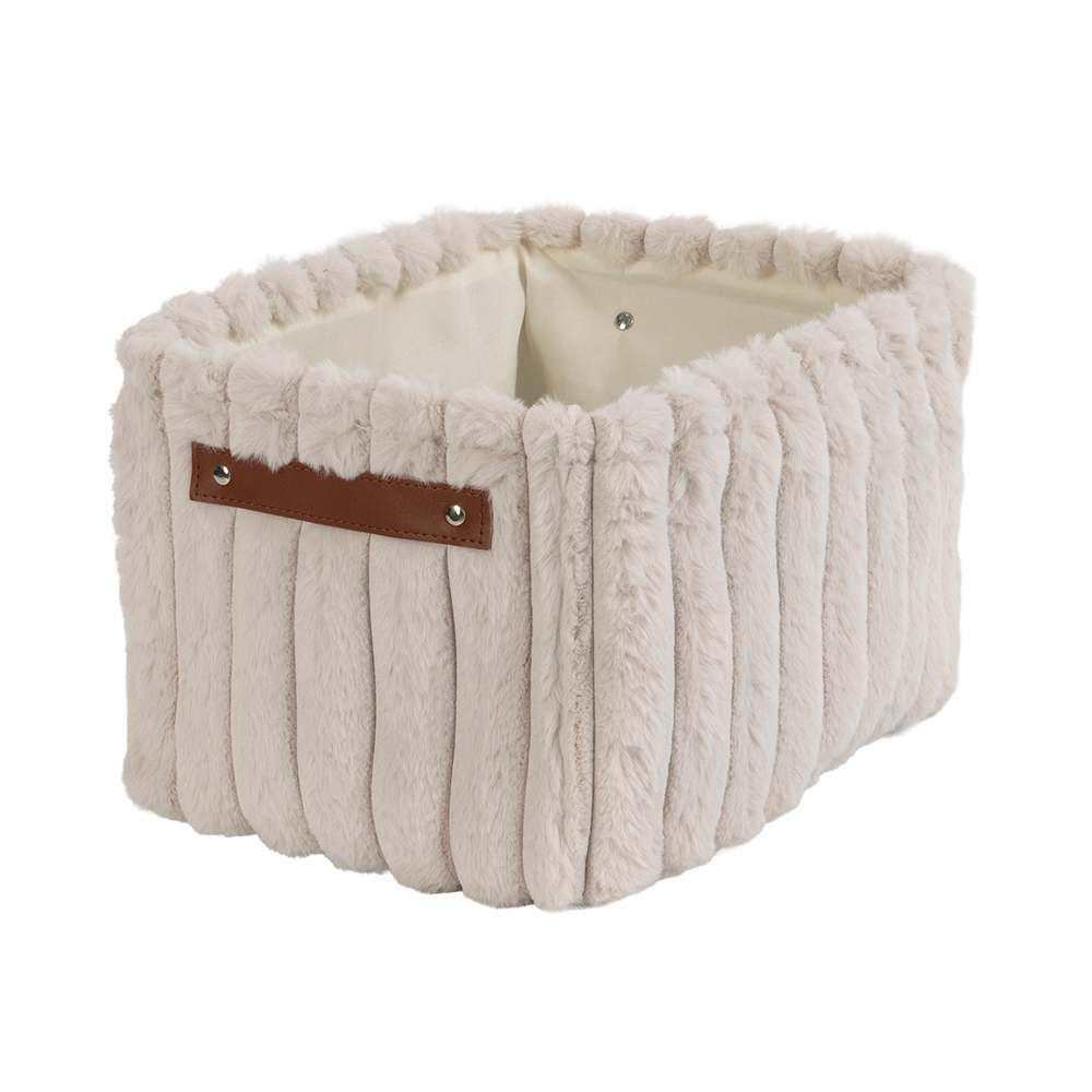 Panier de rangement effet fourrure en polyester beige 13 3/4 po ASTELLA