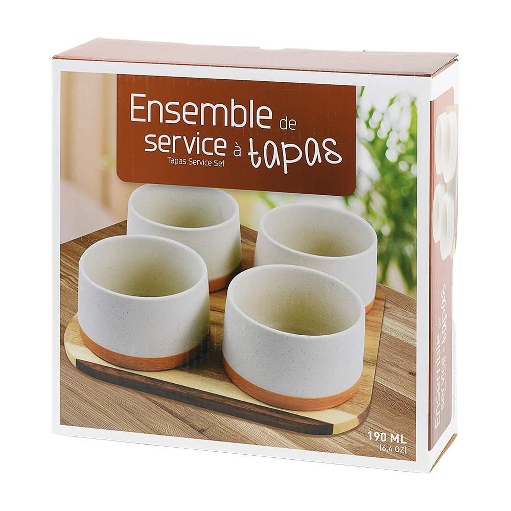 Ensemble de service à tapas 4&nbsp;bols en grès