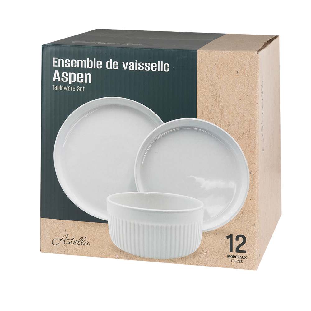 Ensemble de vaisselle Aspen blanc ASTELLA