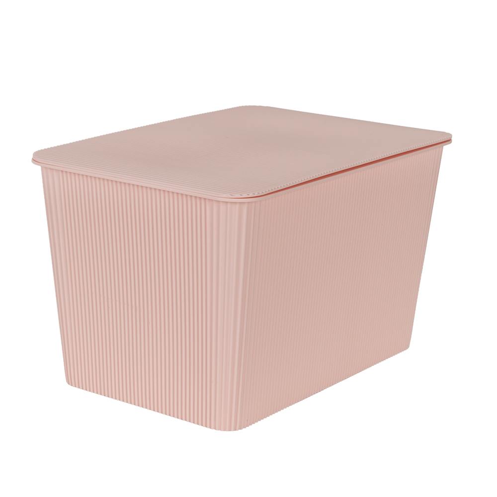 Bac de rangement avec couvercle rose
