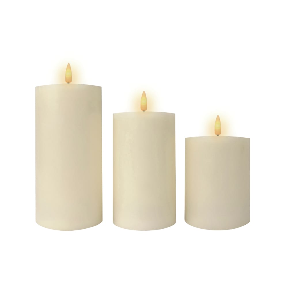 Ensemble de 3 bougies sans flamme à DEL ivoire ASTELLA