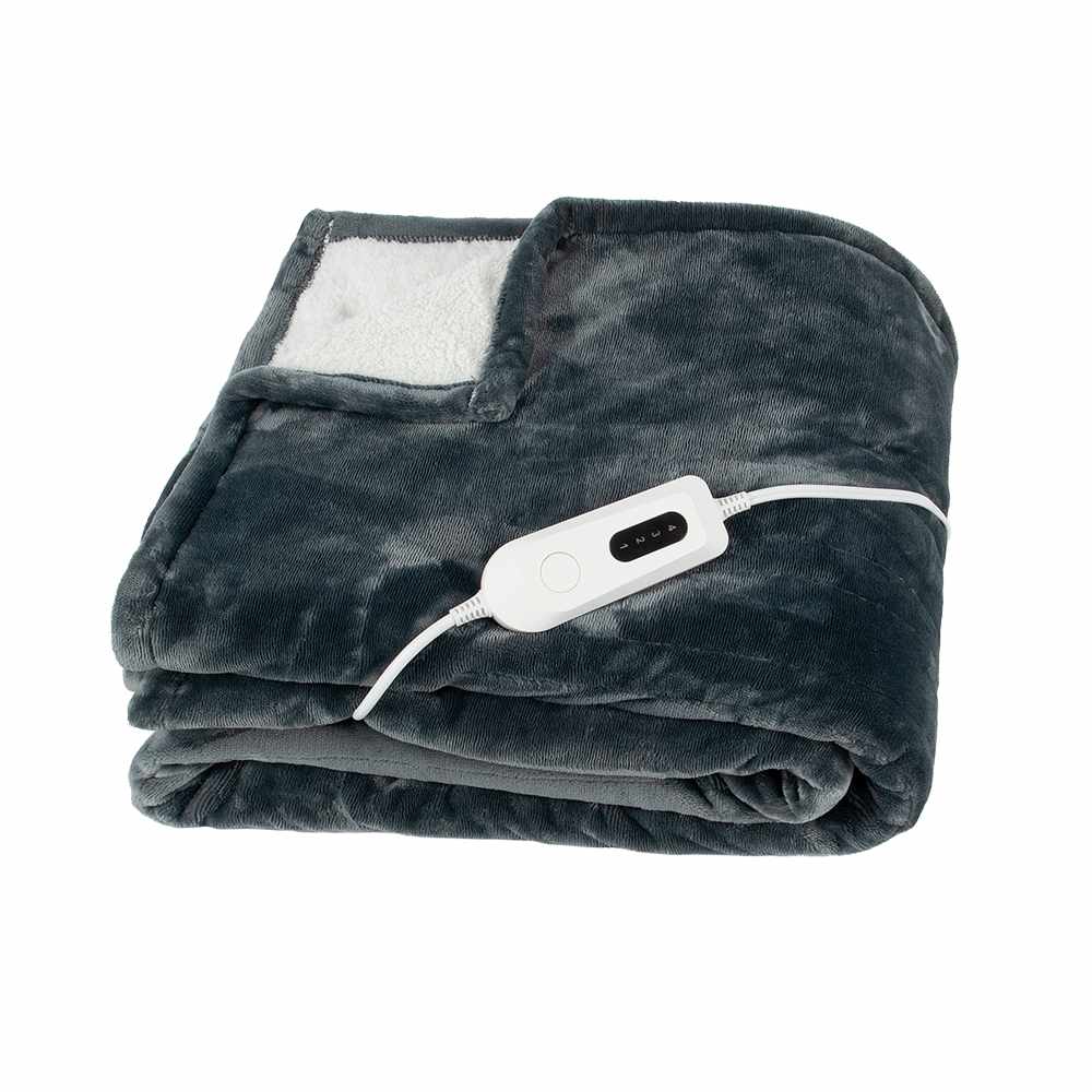 Couverture chauffante luxueuse en flanelle gris 60 po x 70 po VERTUO
