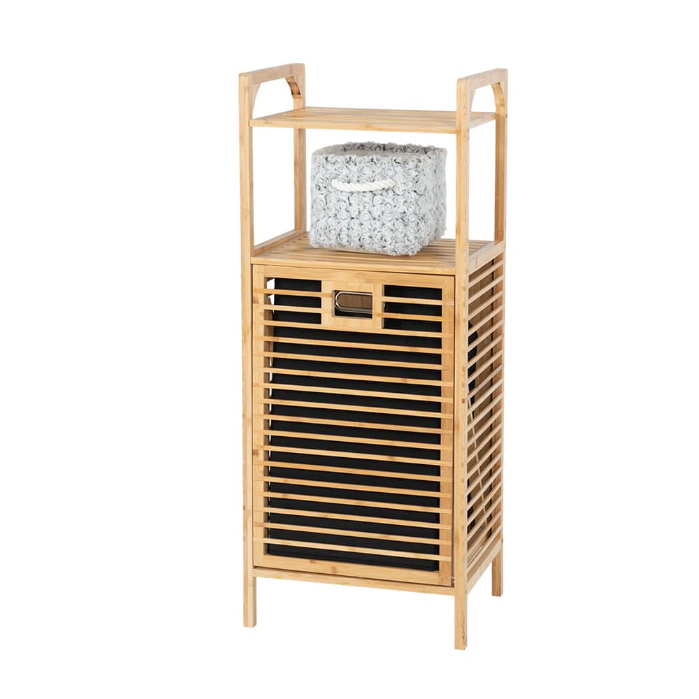 Étagère et panier à linge en bambou naturel PRATICO
