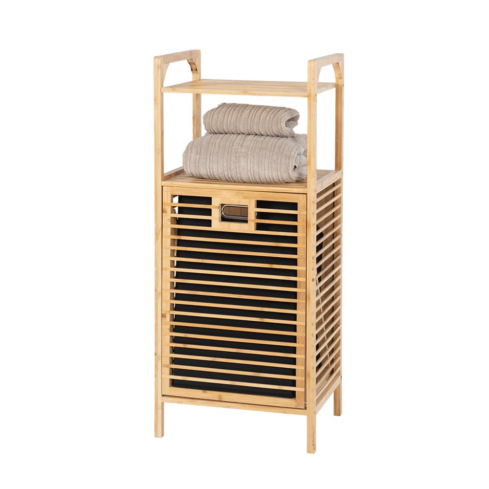 Étagère et panier à linge en bambou naturel PRATICO