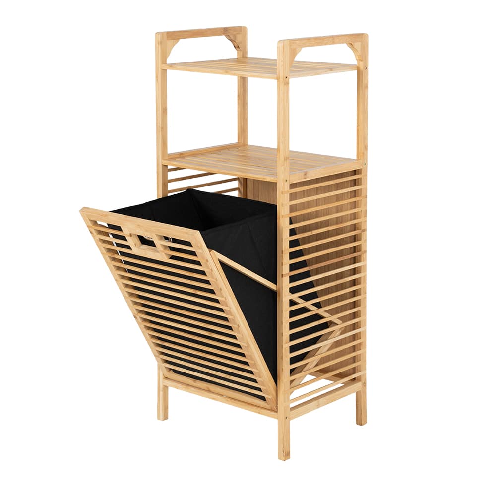 Étagère et panier à linge en bambou naturel PRATICO