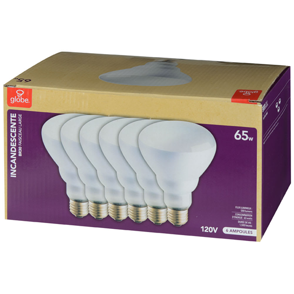 Ampoules-réflecteurs incandescentes BR30, 65 W Pqt/6