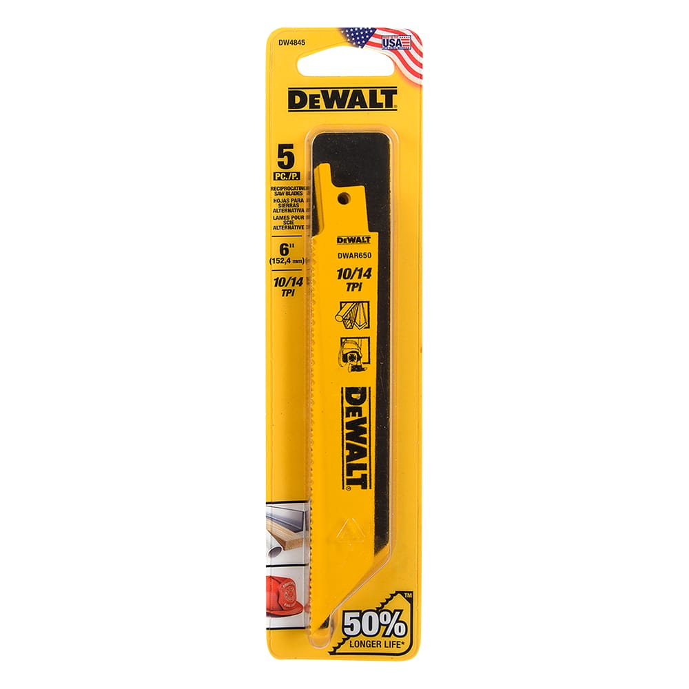 Lames de scie alternative 6 po / 10-14 dents pour bois Pqt/5 DEWALT