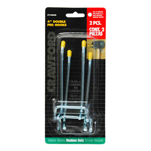 Crochets doubles pour panneaux perforés 4 po Pqt/2