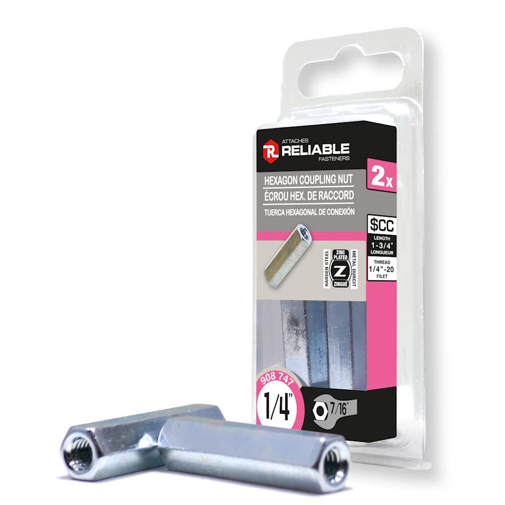 Écrous d'accouplement 1/4 po Pqt/2
