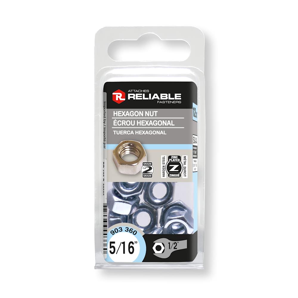 Hex Nuts 5/16 in. Pkg/12
