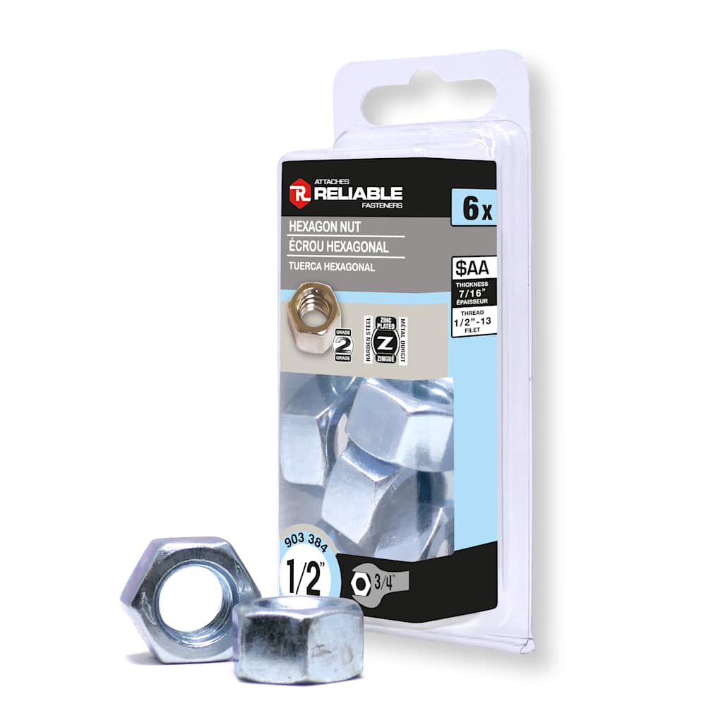 Hex Nuts 1/2 in. Pkg/4