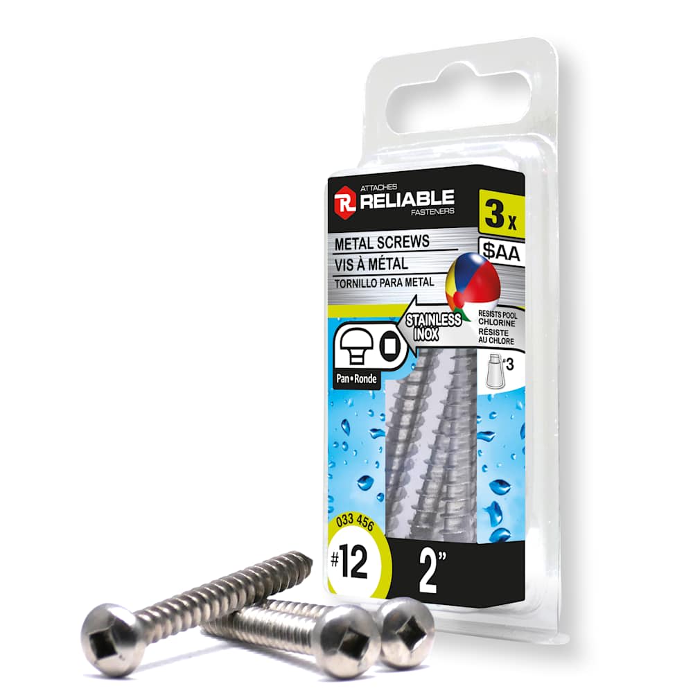 Stainless Steel Wood Screws 2 in. n° 12 F.H. Pkg/3