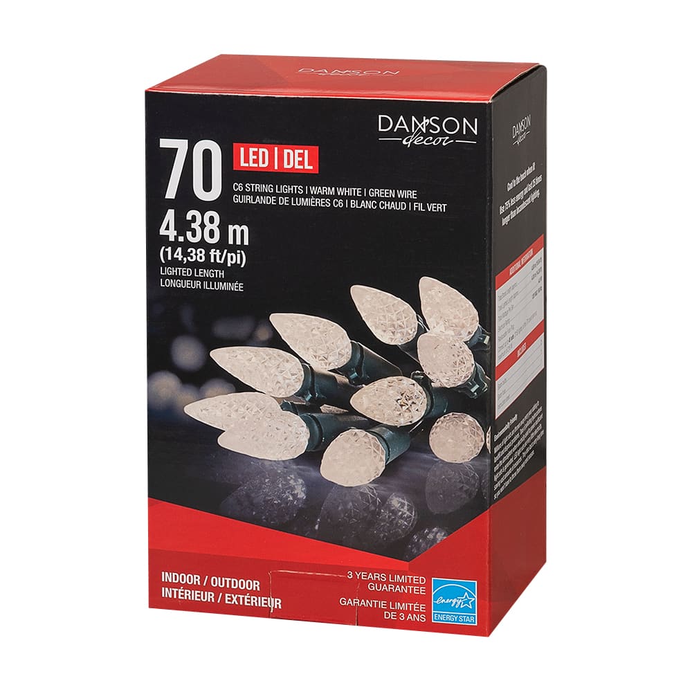 Jeu de 70 lumières DEL C6 blanc&nbsp;chaud