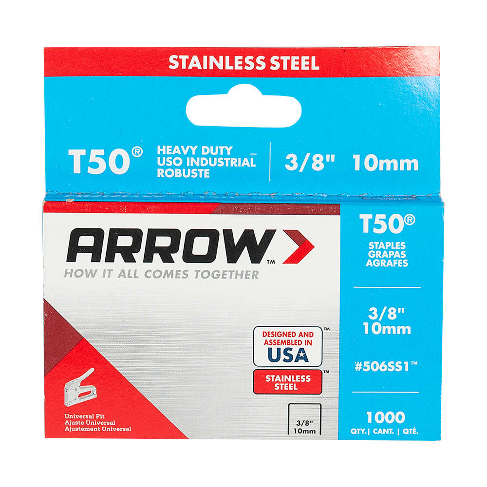 Agrafes inoxydables T50, 3/8 po Pqt/1&nbsp;000