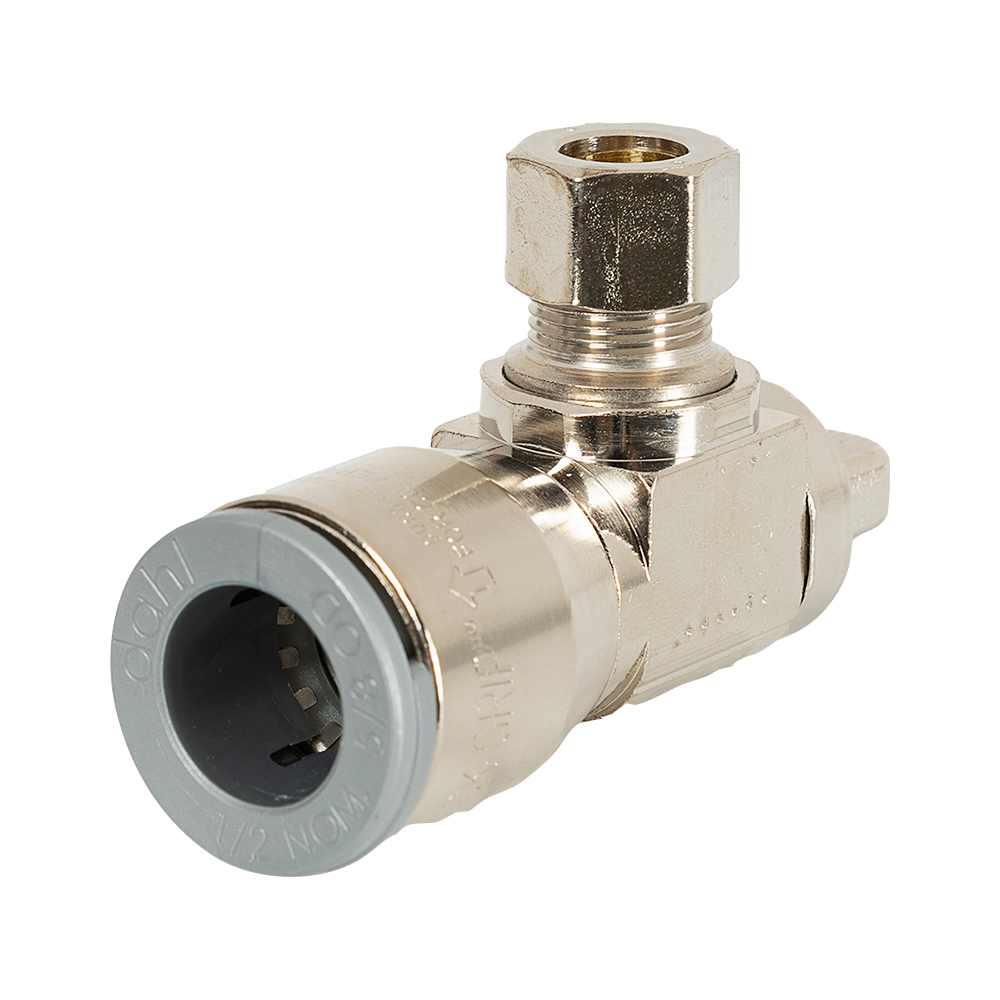 Robinet coudé 1/2 po Quick Connect x 3/8 po compression