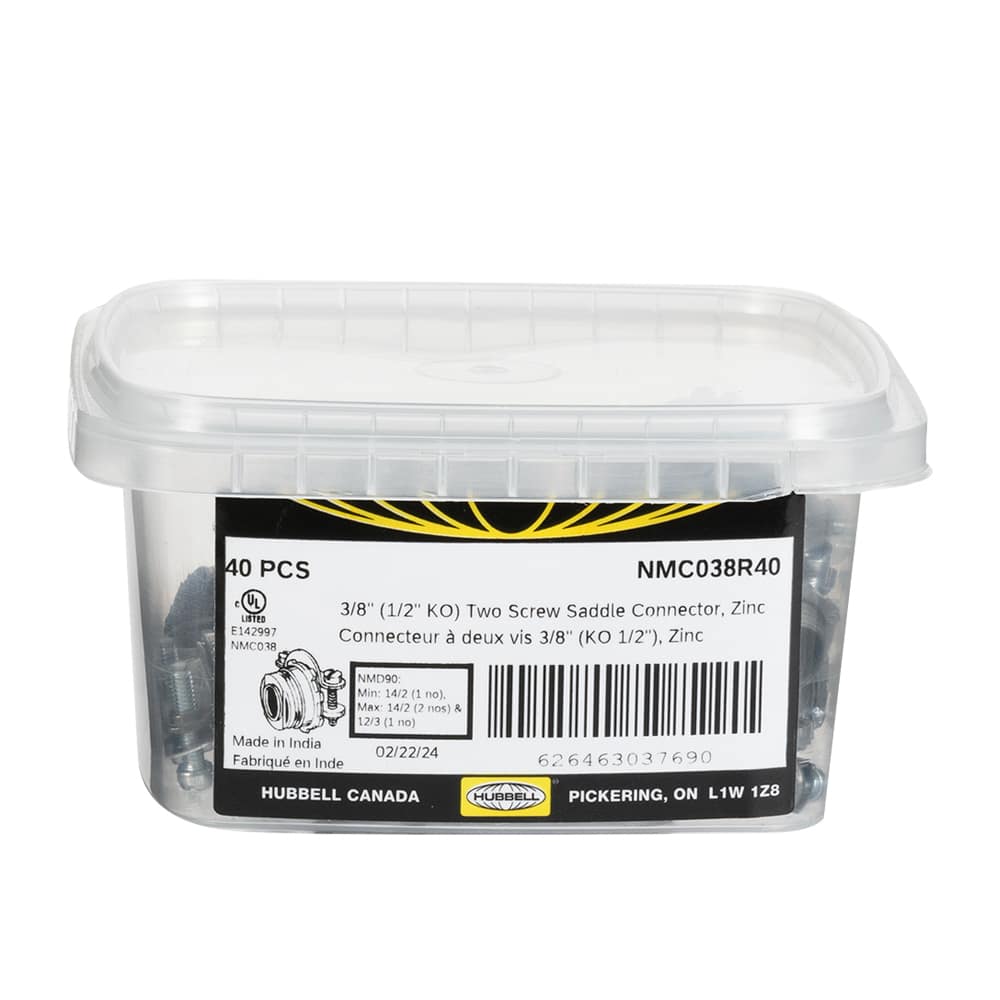 Connecteurs à bride de boîte électrique 3/8 po Pqt/40 HUBBELL