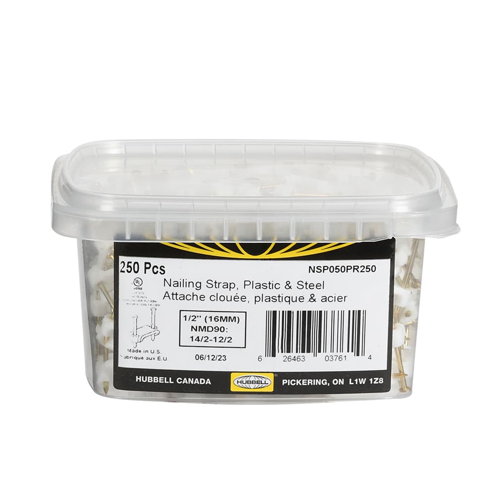 Crampes à fils avec clous 1/2 po Pqt/250