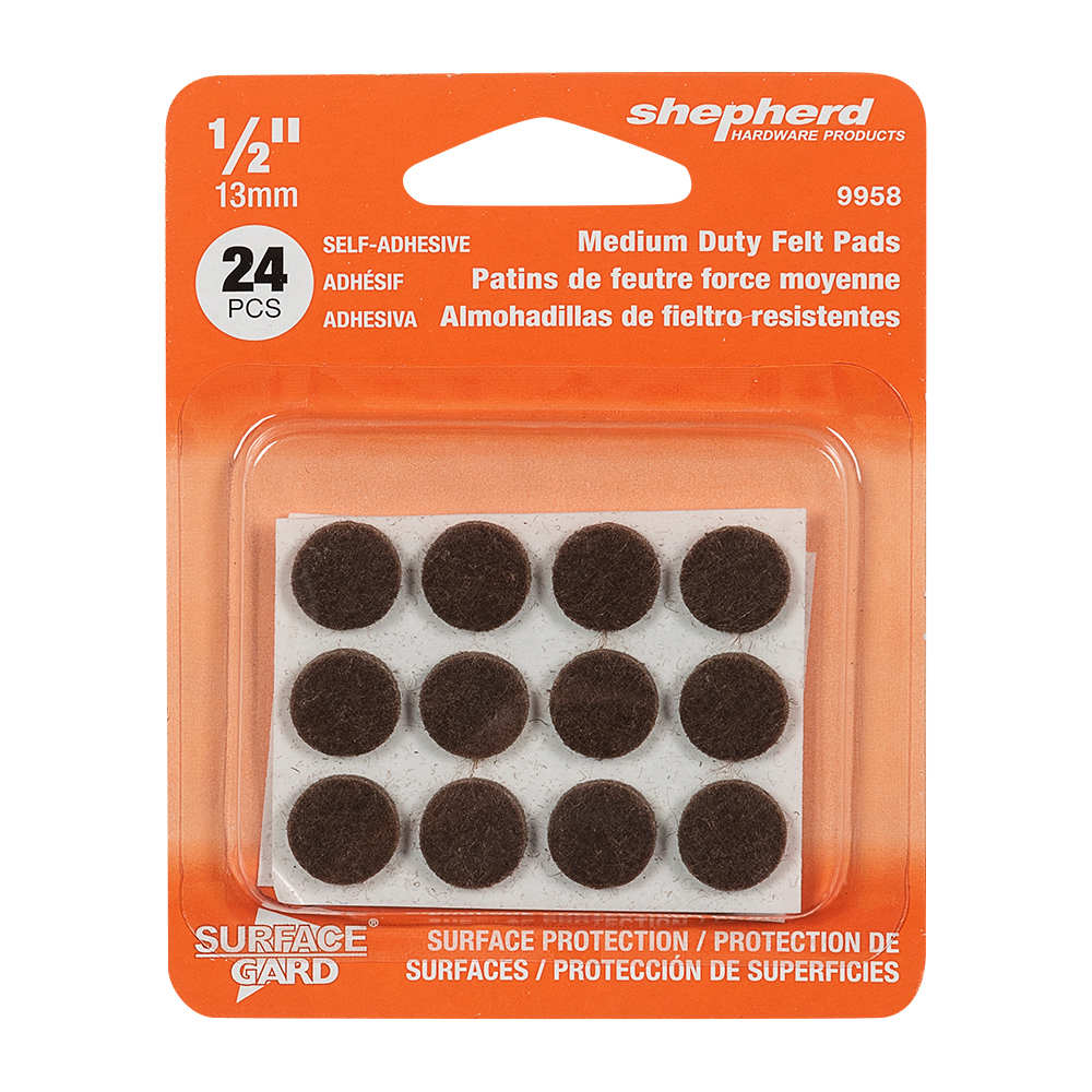 Patins de feutre 1/2 po Surface Gard Pqt/24
