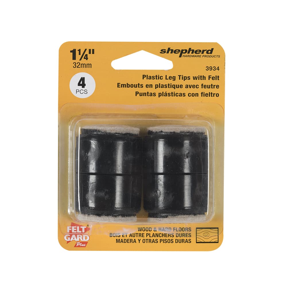 Embouts de plastique 1 1/4 po Pqt/4