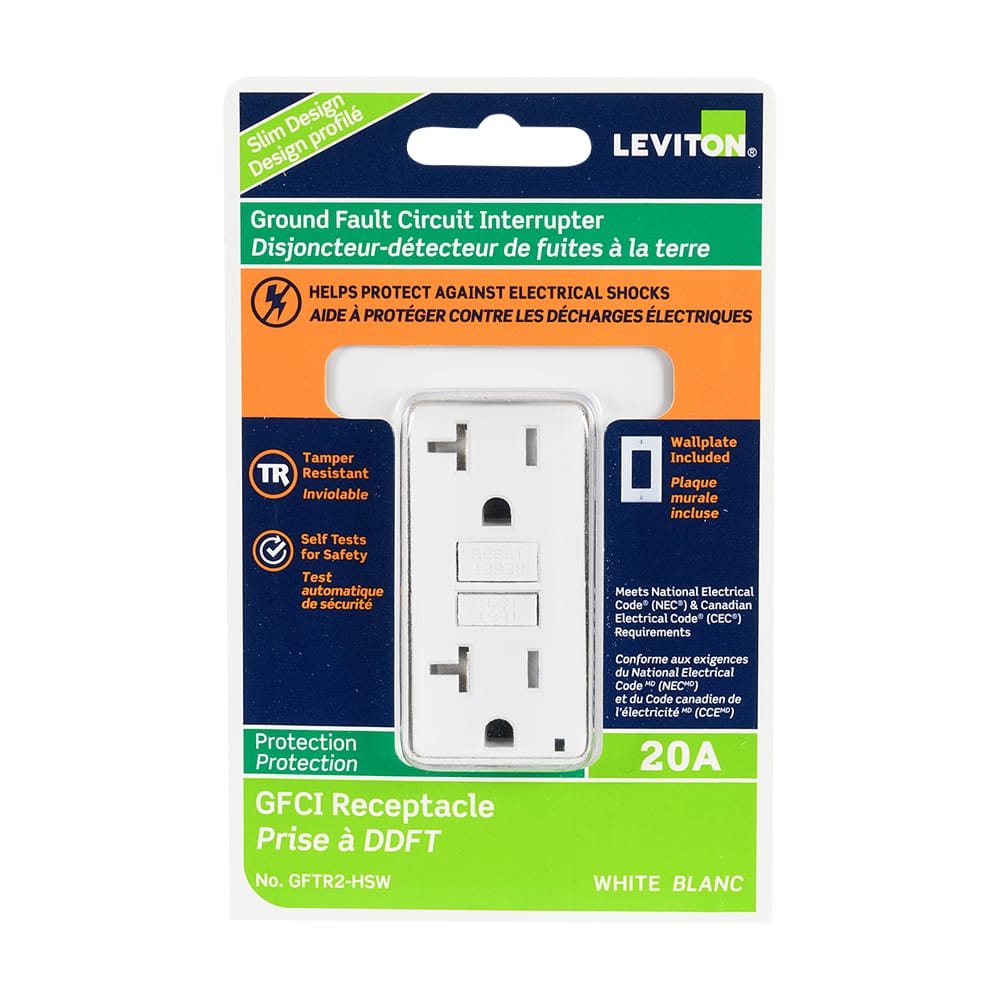 Prise de courant 20 A DDFT sécurisée Decora avec plaque