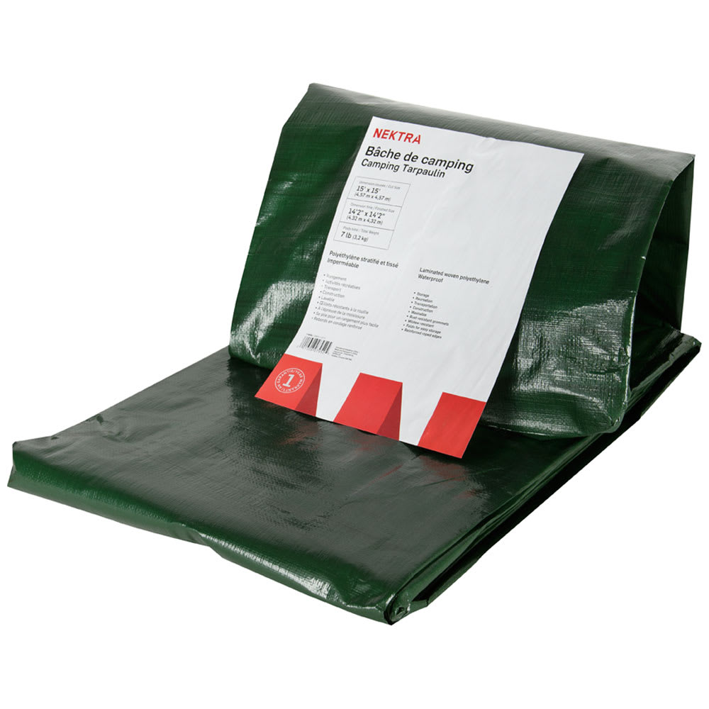 NEKTRA Camping Tarp Green 15&nbsp;ft.&nbsp;x&nbsp;15&nbsp;ft.