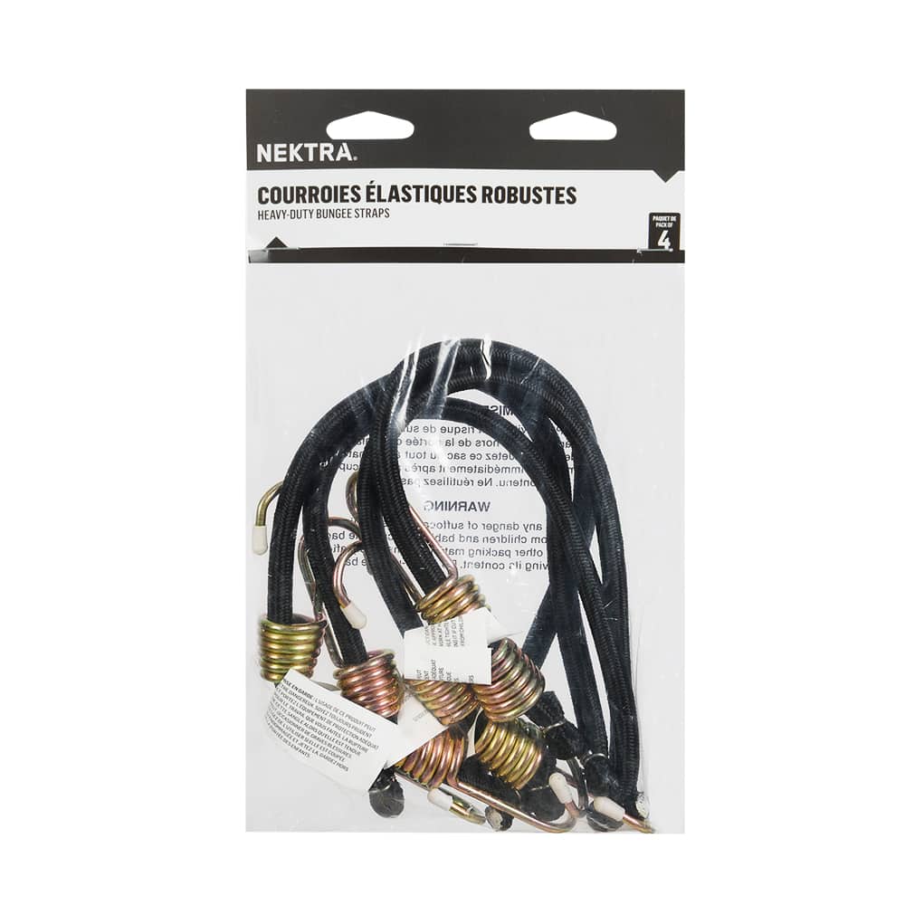 NEKTRA Industrial Bungee Cords 18&nbsp;in. Pkg/4