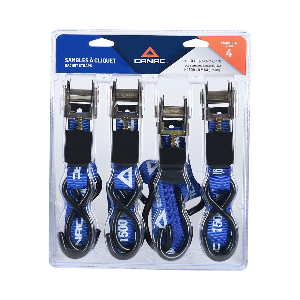 Sangles à cliquet Canac 1&nbsp;po&nbsp;x&nbsp;15&nbsp;pi Pqt/4