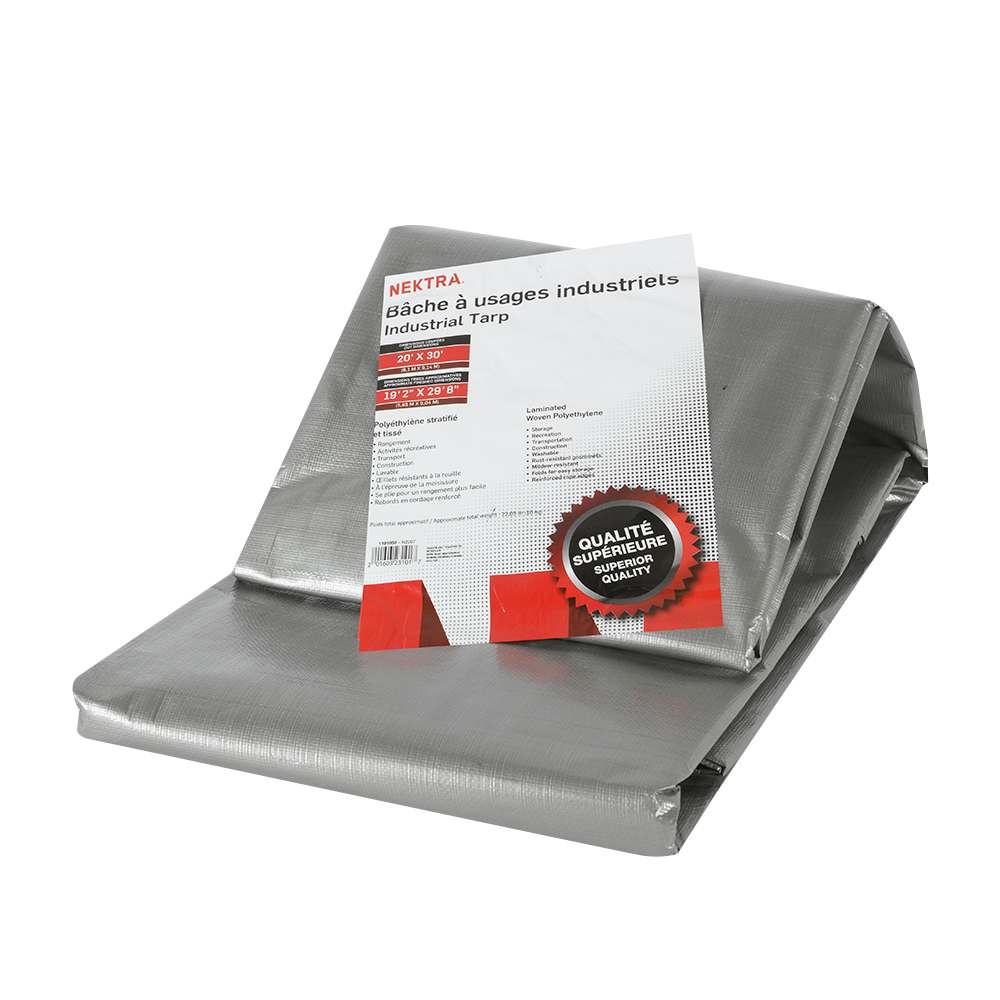 NEKTRA Industrial Tarp Grey 20&nbsp;ft.&nbsp;x&nbsp;30&nbsp;ft.