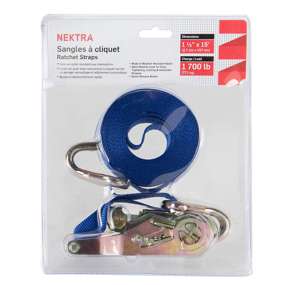 NEKTRA Ratchet Strap 1&nbsp;1/2&nbsp;in.&nbsp;x&nbsp;15&nbsp;ft.