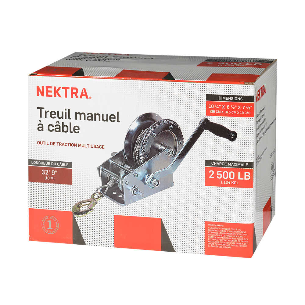Treuil manuel à câble 2 500 lb NEKTRA