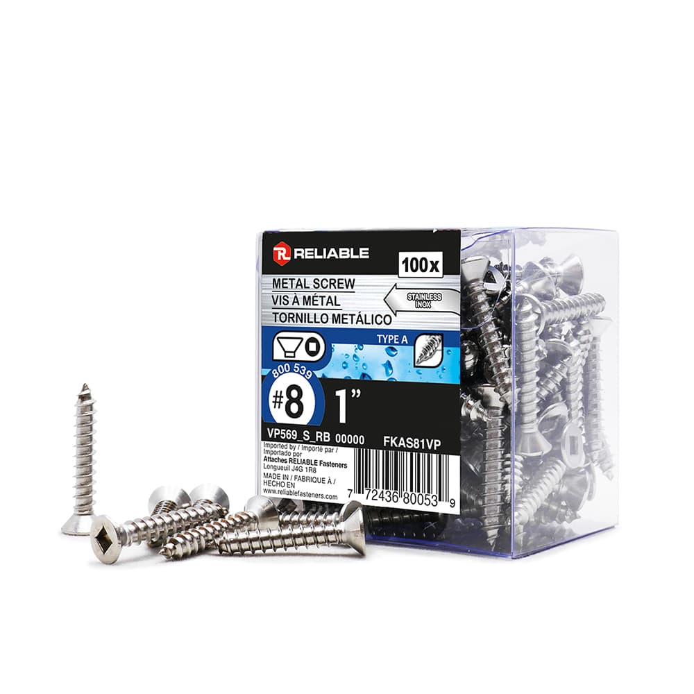 Vis à métal inox 1 po n° 8 T.P. Pqt/100 ATTACHES RELIABLE