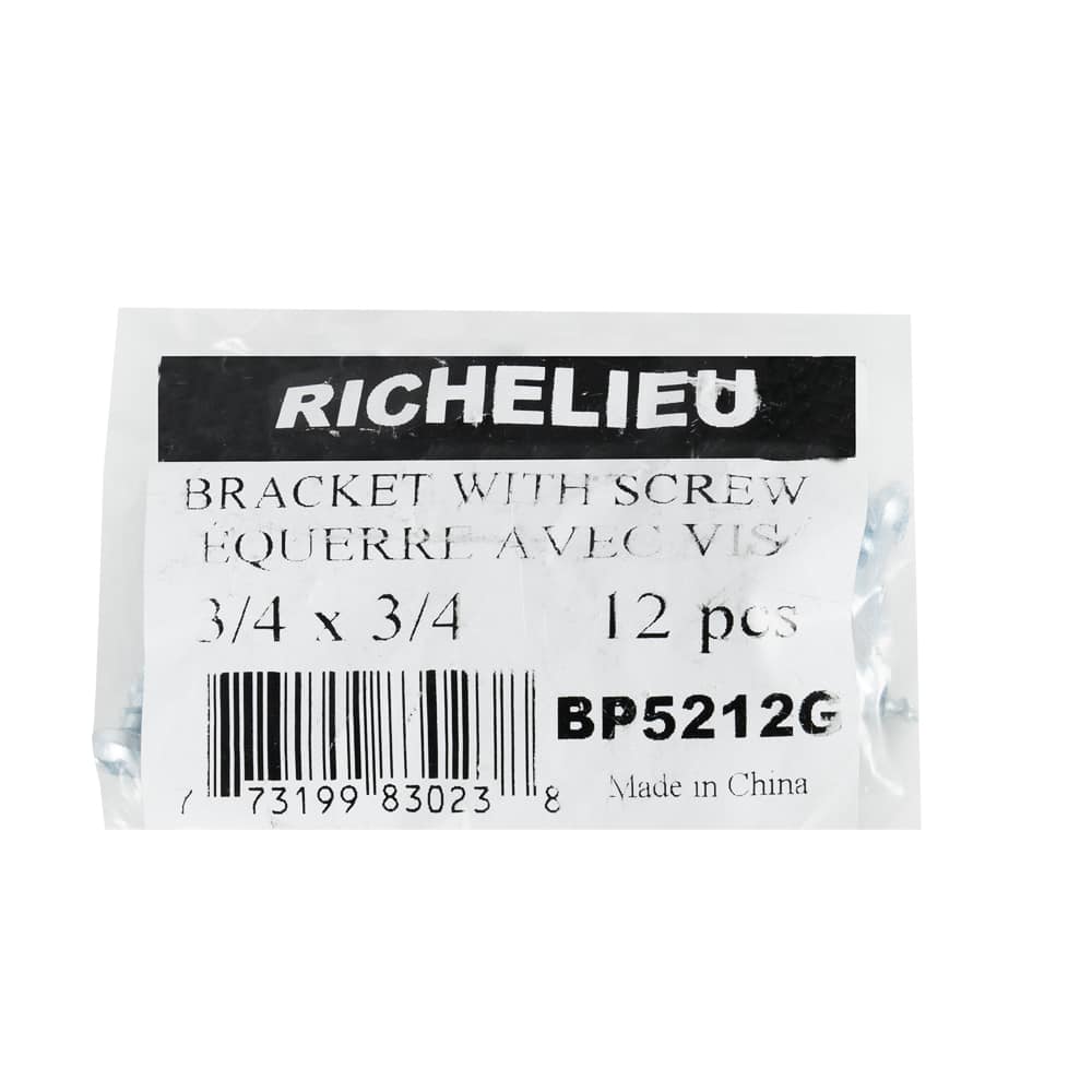 Équerres de coins carrées métalliques pour meuble 3/4&nbsp;po zinc Pqt/12