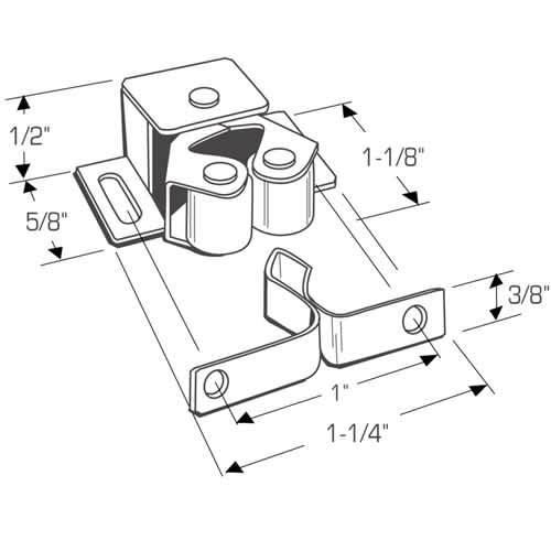 Loquet à rouleau double avec gâche losange zinc