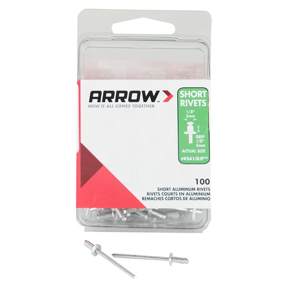 Rivets d'aluminium courts 1/8 po Pqt/100