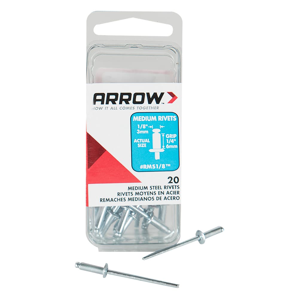 Rivets d'acier moyens 1/8 po Pqt/20