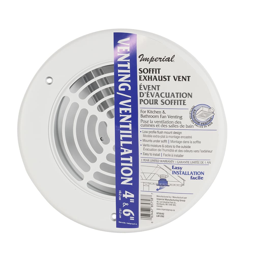 Grille d'évacuation ajustable pour soffite 4 po ou 6 po
