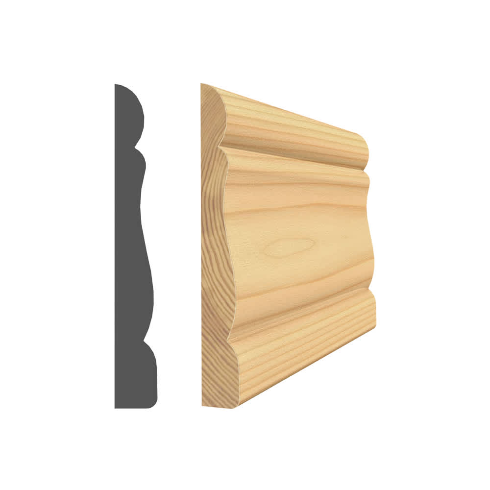 Chambranle colonial en pin clair jointé 3/8 po x 2 1/2 po x 7 pi