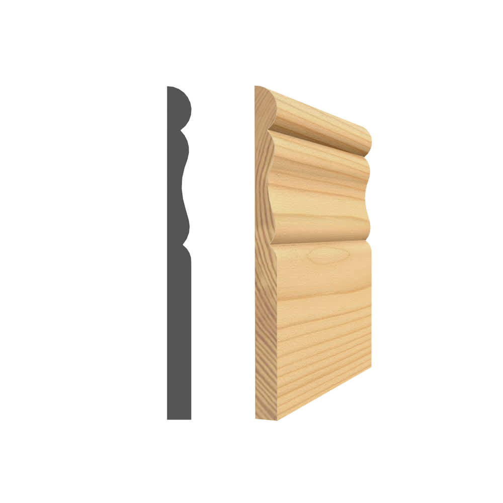 Plinthe coloniale en pin clair jointé 5/16 po x 4 1/8 po x 8 pi