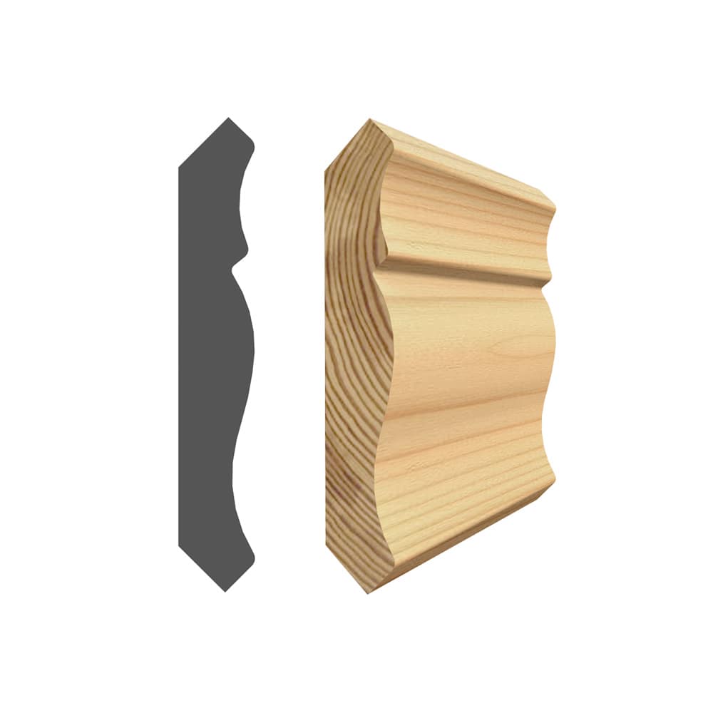 O'gee en pin clair 9/16 po x 3 1/8 po x 8 pi