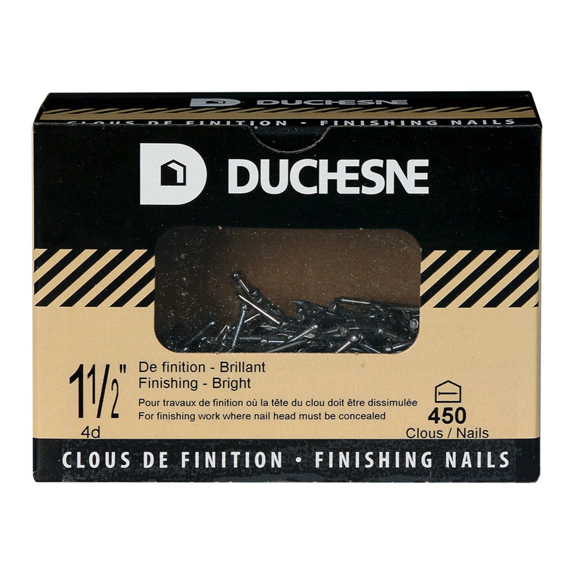 Clous à finir brillants 1&nbsp;1/2 po pqt/450