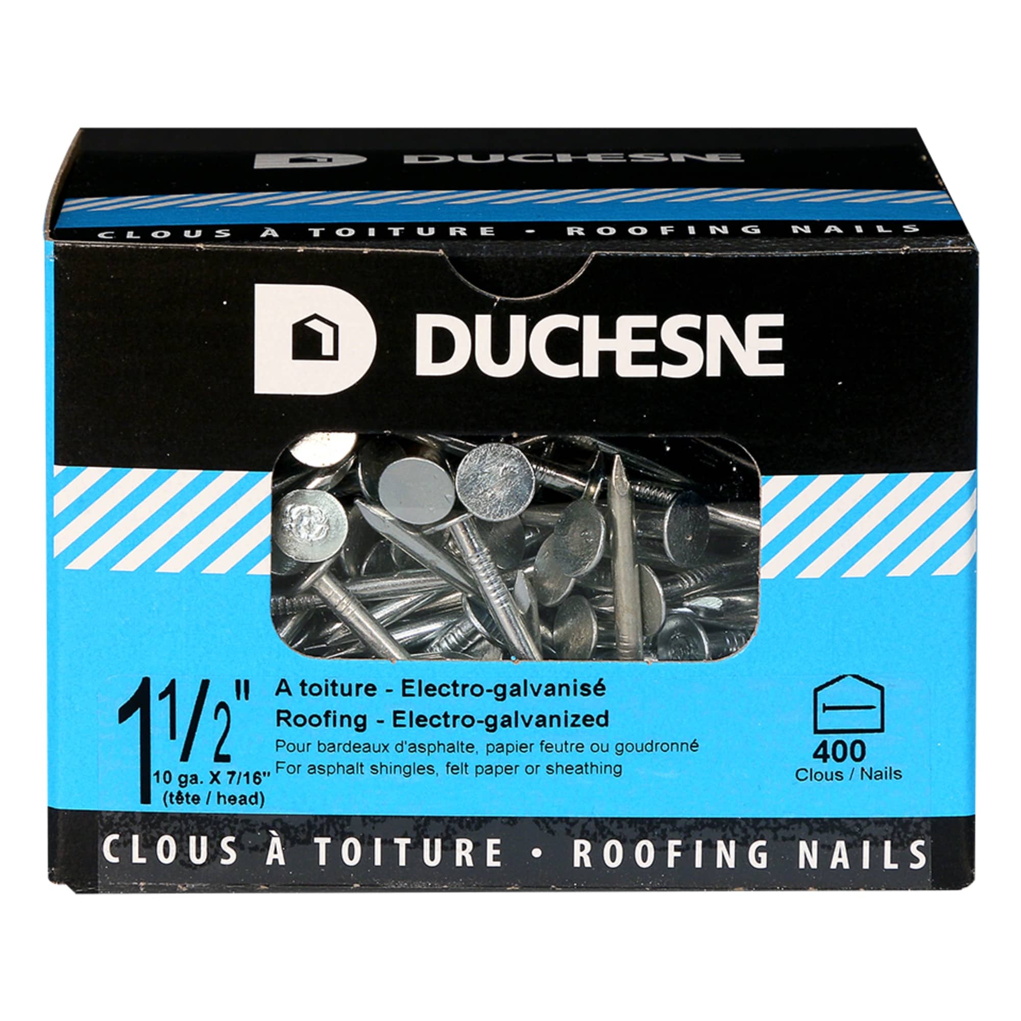 Clous à toiture électro-galvanisé 1&nbsp;1/2&nbsp;po Pqt/400