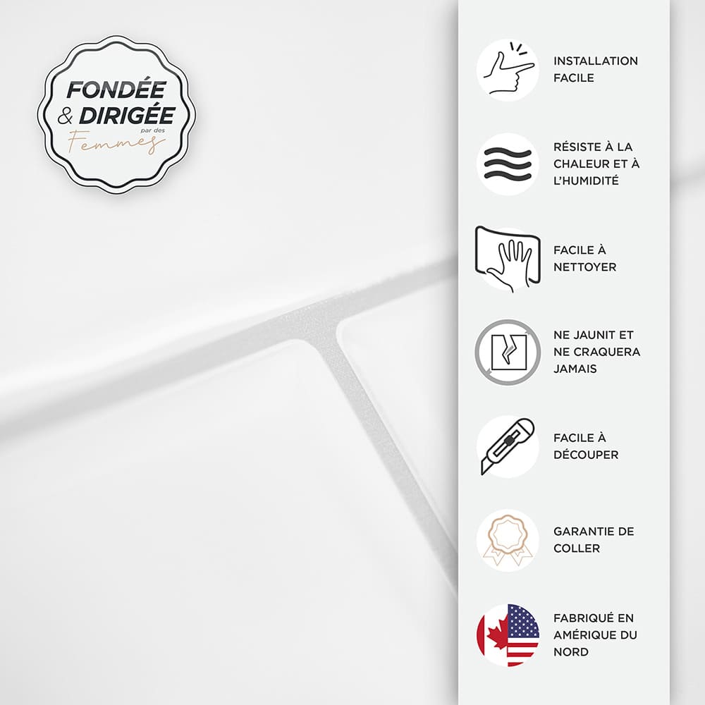 Tuiles adhésives Oslo blanc 22&nbsp;9/16&nbsp;po&nbsp;x&nbsp;10&nbsp;7/8&nbsp;po Pqt/2