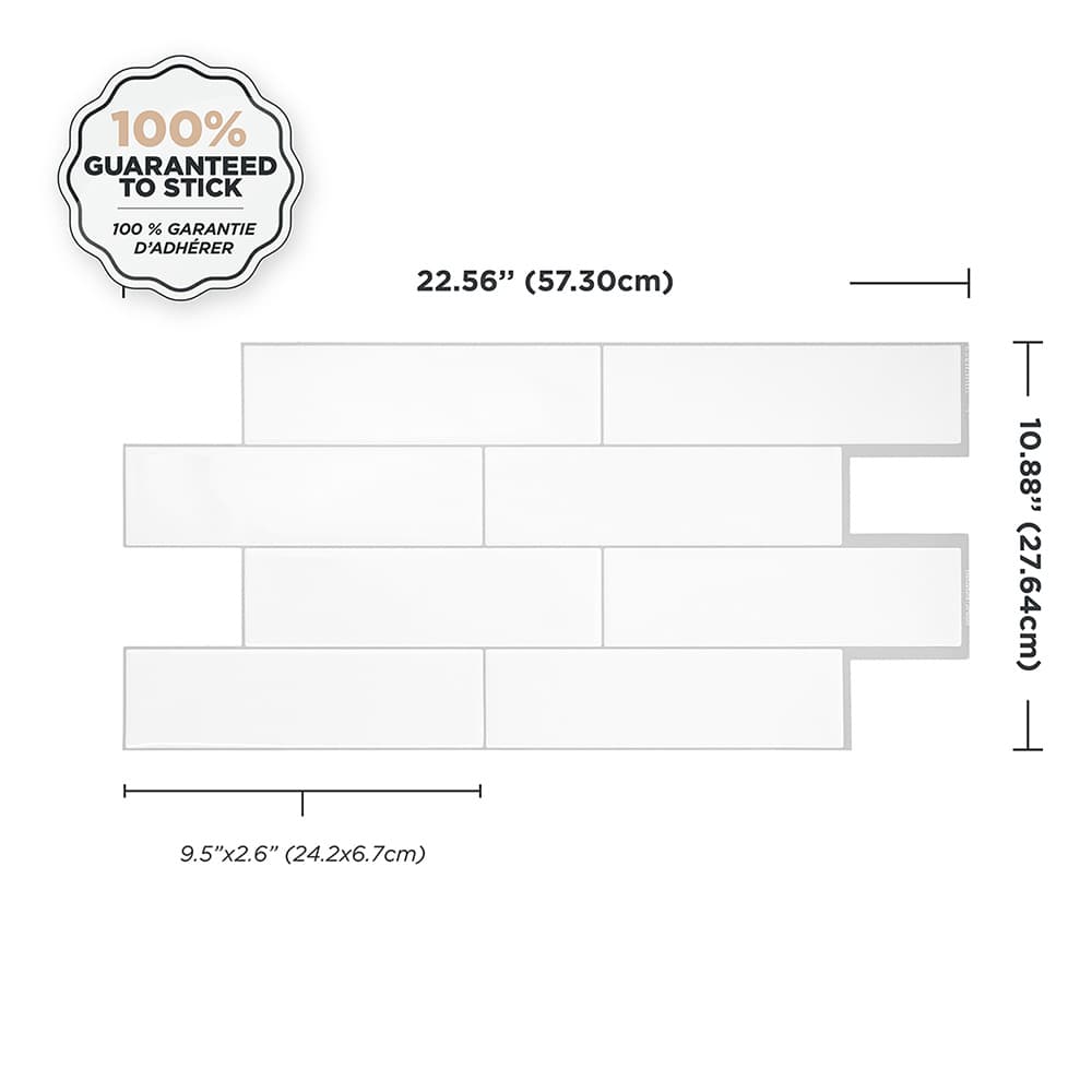 Tuiles adhésives Oslo blanc 22&nbsp;9/16&nbsp;po&nbsp;x&nbsp;10&nbsp;7/8&nbsp;po Pqt/2