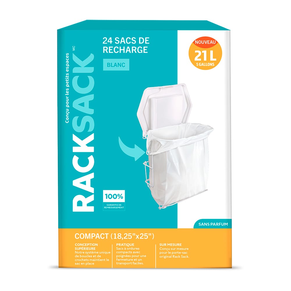 Sacs à ordures pour cuisine blancs Rack Sack 21 L Pqt/24