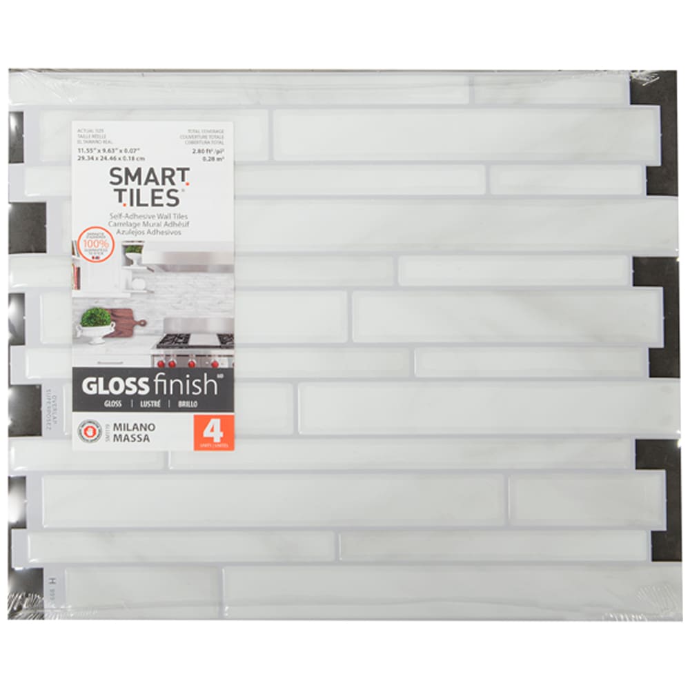 Tuiles adhésives Milano Massa 11&nbsp;1/2&nbsp;po&nbsp;x&nbsp;9&nbsp;5/8&nbsp;po Pqt/4 SMART TILES