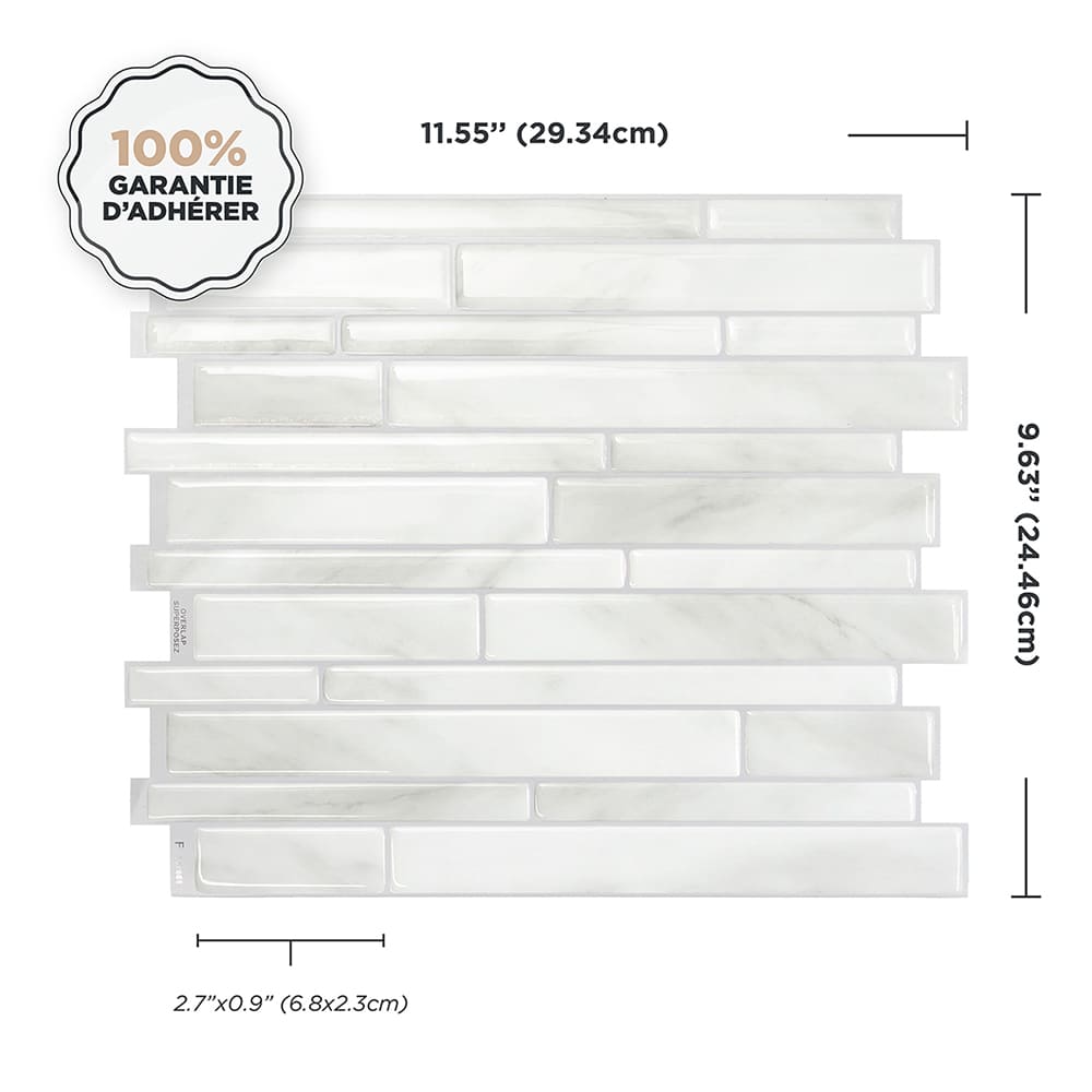 Tuiles adhésives Milano Massa 11&nbsp;1/2&nbsp;po&nbsp;x&nbsp;9&nbsp;5/8&nbsp;po Pqt/4 SMART TILES